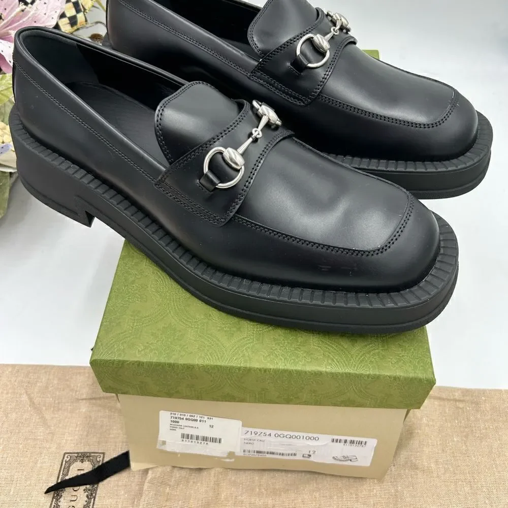 Men’s Gucci, leather chunky horse bit loafers size 12 made in Italy